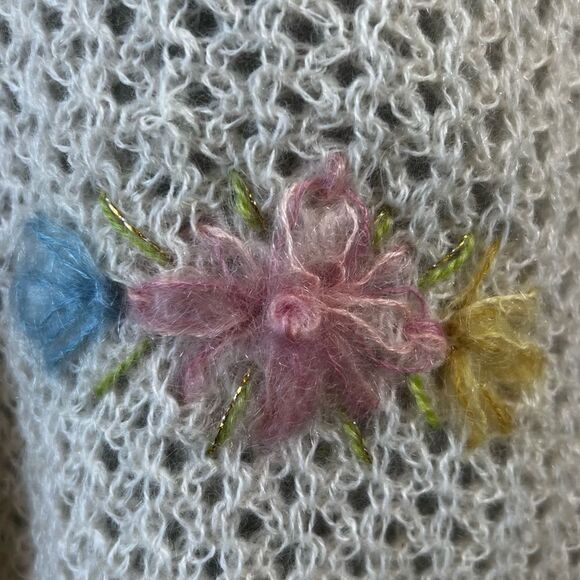Vintage Sidney Gould FLORAL Mohair/Creslan Knit Cardigan Sweater - Picture 8 of 15